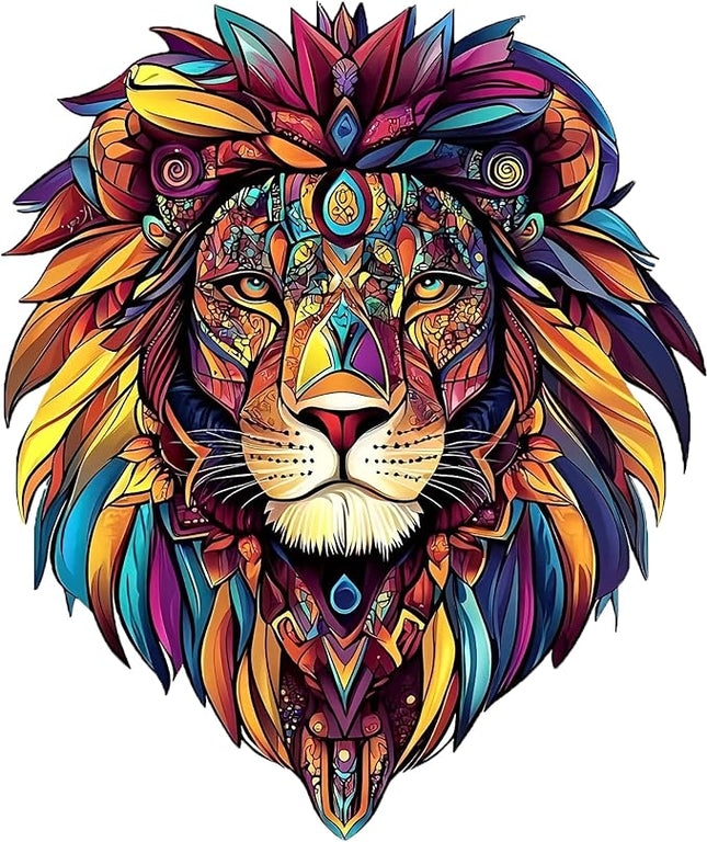 Wooden Puzzles for Adults,Lion Wooden Jigsaw Puzzles 61pcs,11.2x11.2in,Large,Unique Shape Adult Puzzles,Irregular Wood Puzzles Creative Gift for Adults and Kids Family Game