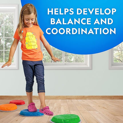 NATIONAL GEOGRAPHIC Stepping Stones for Kids – Durable Non-Slip Stones Encourage Toddler Balance & Gross Motor Skills, Indoor & Outdoor Toys, Obstacle Course, Gifts for Toddlers (Amazon Exclusive)
