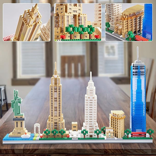 New York Iconic Architecture Skyline Micro Building Blocks – Challenging Construction Set for Adults and Teens 14+ 3452 Pieces, Perfect Home and Office Decoration, Gift for Friends