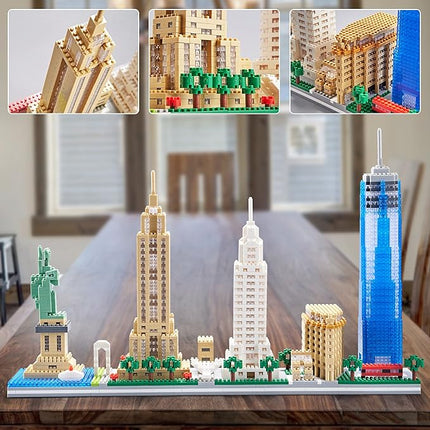 New York Skyline City Building Micro Building Block Set, Home and Office Decoration, Creative Gift for Adults（3452 PCS）