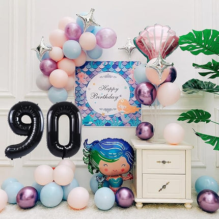 Smlpuame 40 inch Number Balloon 0-9 Black Large Number 90 Balloons,Digital Balloons for Birthday Party Celebration Decorations Supplies, Helium Foil Number Balloons for Wedding Anniversary