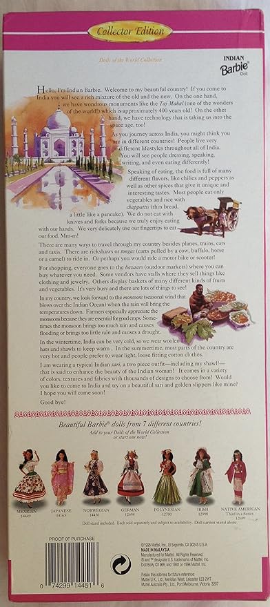 BARBIE AS AN INDIAN, DOLLS OF THE WORLD COLLECTION