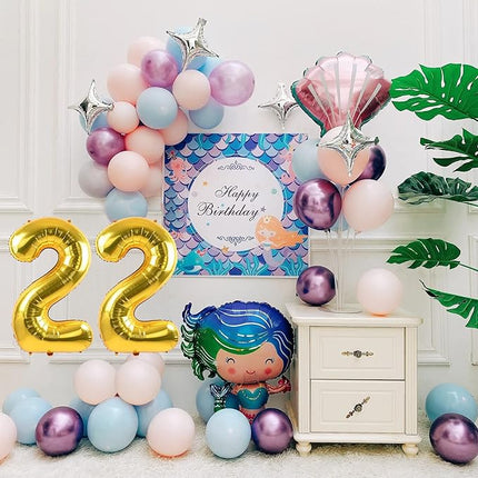 Smlpuame 40 inch Number Balloon 0-9 Gold Large Number 22 Balloons,Digital Balloons for Birthday Party Celebration Decorations Supplies, Helium Foil Number Balloons for Wedding Anniversary