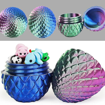 25 pcs Mini 3D Printed Animal Figurines Set with Dragon Egg: Articulated, Flexible, and Exquisitely Cute Fidget Toys for Play and Display for Valentine's Day, Easter, Bithday.