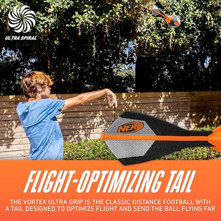 NERF Vortex Ultimate Grip Foam Football - NERF Soft Vortex Football for Long-Distance Throws - All-Weather Perfect for Pool + Beach - Kids Ultimate Grip Whistle Foam Ball