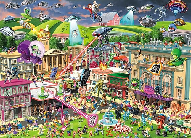 Alien Attack Sci-Fi Classics 1000-Piece Jigsaw Puzzle for Adults | Interactive Brain Teaser, Educational Toys & Games, Home Activities Building Kit for Creative Play | Nostalgic Gifts and Collectibles