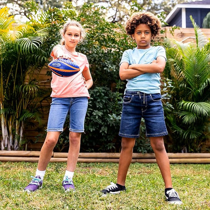 Nerf Spiral Grip Footballs - Patented Spacelace for Ultimate Spirals - Machine Stitched Construction - Pump Included - Junior or Mini - Blue/Orange or Green/Black