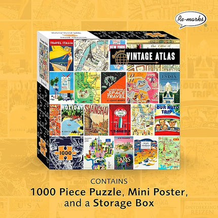 Re-Marks Vintage Atlas Puzzle, 1000-Piece Puzzle for All Ages, Fun Jigsaw Puzzle