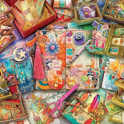 Buffalo Games - Silver Select - Aimee Stewart - The Junk Journaler's Desk - 1000 Piece Jigsaw Puzzle for Adults - Challenging Puzzle Perfect for Game Nights - Finished Size is 26.75 x 19.75