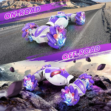 Gesture Sensing RC Stunt Car Boys Aged 6-12 Birthday Gift Ideas- 4WD RC Car Toy for Kids, Hand-Controlled & 2.4Ghz with Light & Music, Remote Control Twist Cars, All-Terrain Off-Road Vehicle