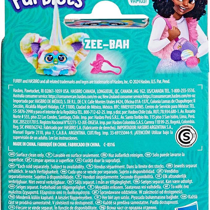 Furby Furblets Zee-Bah Mini Friend, Electronic Plush Toys for Girls & Boys, Rainbow Zebra, Speaks Furbish & Plays Music, Series 5, Back to School Gifts, Ages 6+