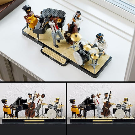 LEGO Ideas Jazz Quartet, Building Set for Adults Featuring Buildable Stage with 4 Band Musician Figures, Includes Piano, Double Bass, Trumpet, and Drum Kit Instruments, Great for Home Display, 21334