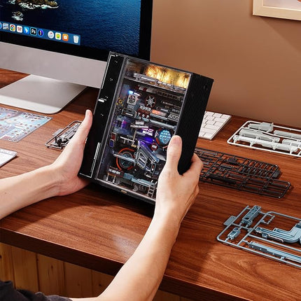 ROKR 2 in 1 Marble Run kit, 3D Plastic Puzzles for Adults, The Last City and The Future City Two Metal Models DIY Miniature Building Toy Kits, Gift for Women Men (Parallel World MRX01)