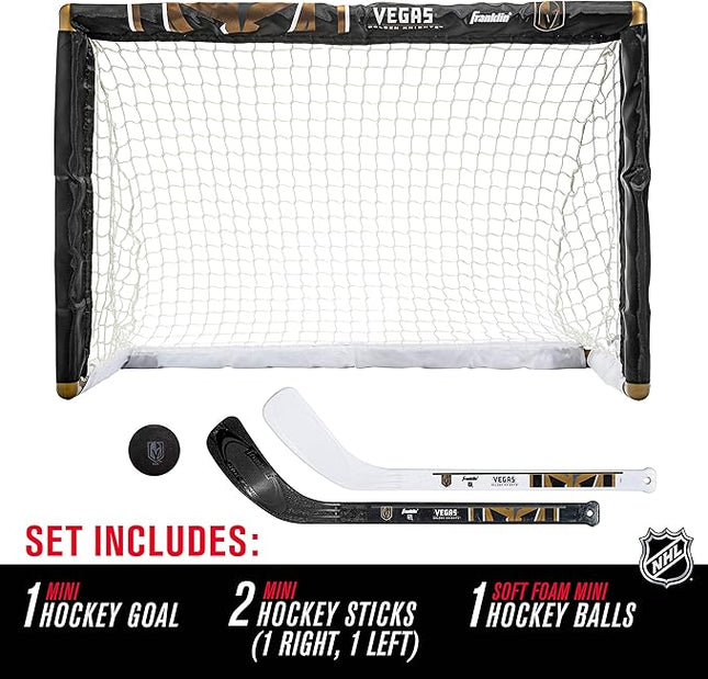 Franklin Sports NHL Mini Hockey Set - Kids Indoor Knee Hockey Goal, Ball, + 2 Stick Combo - Youth Team Indoor Toy Set - Official - Ages 3+
