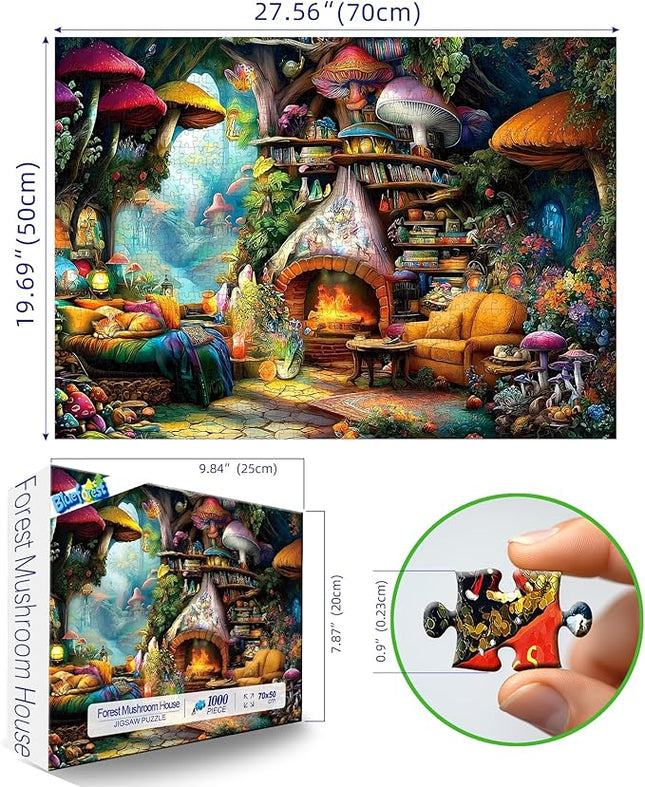 Blueforest 1000 Piece Jigsaw Puzzle for Adults - Magical Forest Living Room Scene, Intermediate Difficult Puzzle with Premium Cardboard, 27.5"x19.7" Size for Relaxation, Family Bonding & Gifting