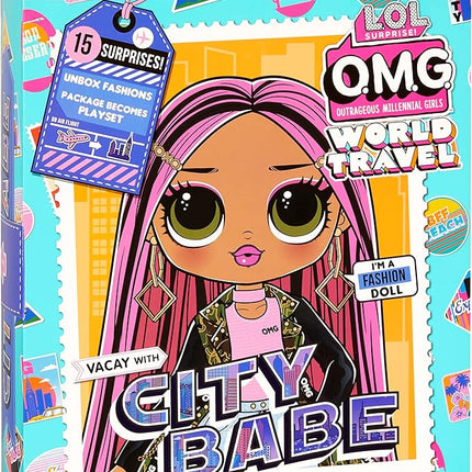L.O.L. Surprise! OMG World Travel™ City Babe Fashion Doll with 15 Surprises Including Outfit, Travel Accessories and Reusable Playset – Great Gift for Girls Ages 4+