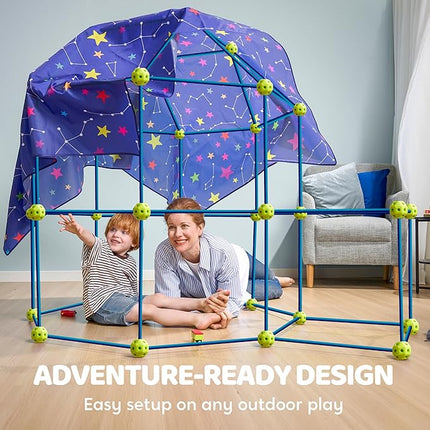 SYNCFUN Fort Building Kit for Kids, STEM Creative Construction Toy with Starry Night Cloth, Storage Bag for Indoor & Outdoors Activity, Educational Gift for Age 3 4 5 6 7 8 9 10 11 12 Boys and Girls