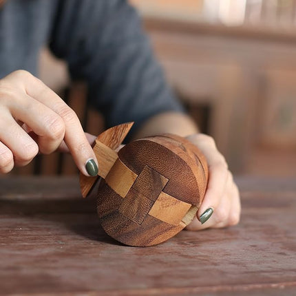 Ascher: 3D Wooden Puzzle Brain Teaser for Adults – Handcrafted Interlocking Logic Game – Unique STEM Gift & Desk Decor – Challenging Mental Puzzle by SiamMandalay