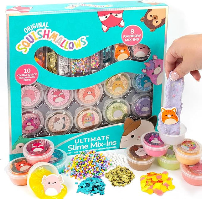 Squishmallows Original Ultimate Slime Mix'Ins, 10-Pack, Glitter & Cloud Slime, 8 Fun Slime Add Ins, Pre-Made Slime for Kids, Crunchy Slime, Slime Bulk, Great 6 Year Old Toys, Super Soft Sludge Toy