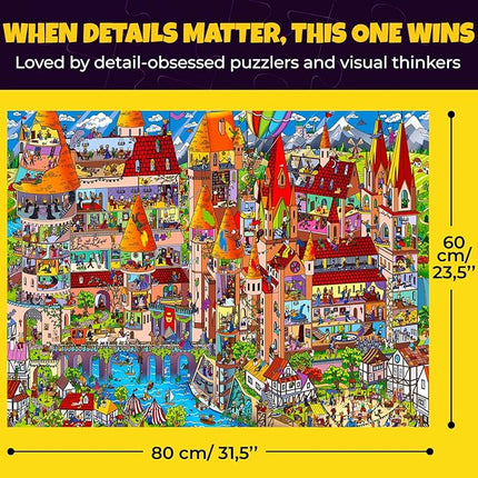 QUOKKA 1000 Piece Jigsaw Puzzle for Adults Knightly Cats – Premium Box Packaging with Extra Fun Challenges - Whimsical Cat Puzzle - Perfect for Relaxation & Creativity & Gift Giving