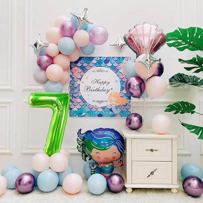 Smlpuame 40 inch Number Balloon 0-9 Green Large Number 7 Balloons,Digital Balloons for Birthday Party Celebration Decorations Supplies, Helium Foil Number Balloons for Wedding Anniversary