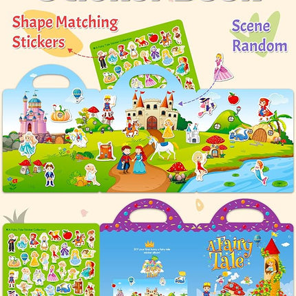 Benresive Reusable Sticker Book for Toddlers 2-4 Years, Fun Travel Stickers for Kids, Waterproof Sticker Books for Toddlers 1-3, Crafts Activities for Todddlers 1-3 2-4 3-5 - Fairy