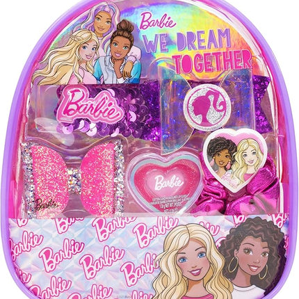 Barbie - Townley Girl Backpack Cosmetic Makeup Gift Bag Set includes Hair Accessories and Printed PVC Back-pack for Kids Girls, Ages 3+ perfect for Parties, Sleepovers and Makeovers