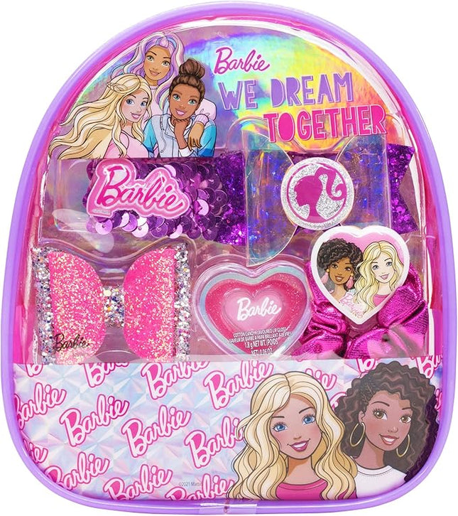 Barbie - Townley Girl Backpack Cosmetic Makeup Gift Bag Set includes Hair Accessories and Printed PVC Back-pack for Kids Girls, Ages 3+ perfect for Parties, Sleepovers and Makeovers