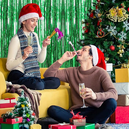 2 Pack Green Foil Fringe Curtains Streamers Party Decorations 3.3 x 8.2 ft, Tinsel Curtain Fringe Backdrop for Parties, Door Fringe Birthday Streamers, Photo Booth Backdrops, Party Decor