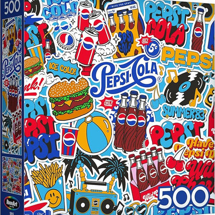 RoseArt - Snack Assortment - Pepsi Cola - 500 Piece Jigsaw Puzzle, Nostalgic Pepsi Design for Adults