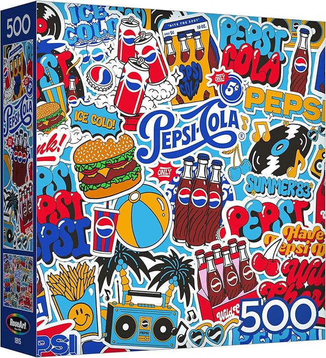 RoseArt - Snack Assortment - Pepsi Cola - 500 Piece Jigsaw Puzzle, Nostalgic Pepsi Design for Adults