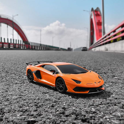 BEZGAR Remote Control Car Licensed RC, 1:24 Lambo Toy Car for Kids, Lambo Aventador SVJ Remote Control Model Electric Sport Racing Hobby Toy for 3 4 5 Year Old Boy Birthday Gift (Orange)