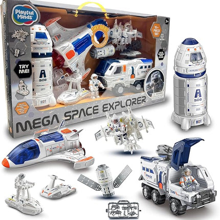 – Rocket Space Toy, Kids Spaceship Playset Includes Space Shuttle, Astronauts, Take Apart Outer Space Adventure Set for Boys and Girls, Lights and Sounds, 15-Piece Set STEM Toy