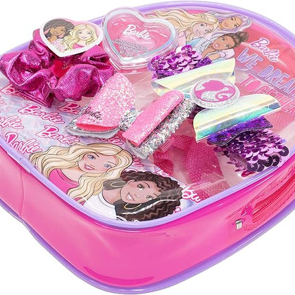 Barbie - Townley Girl Backpack Cosmetic Makeup Gift Bag Set includes Hair Accessories and Printed PVC Back-pack for Kids Girls, Ages 3+ perfect for Parties, Sleepovers and Makeovers