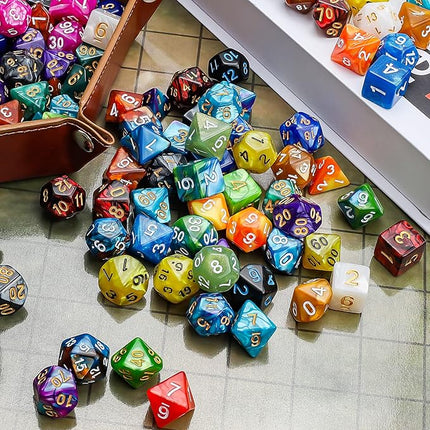 CiaraQ Polyhedral Dice Set - DND Role Playing Dice for Dungeons and Dragons RPG Table Games, Multi-Color, 70pcs