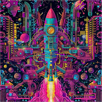 Wooden Jigsaw Puzzle for Adults - Challenging 300 Piece Puzzle with Cool Shapes - Spaceship Rocket Puzzle - Mind Bending Brain Teaser Collection (Galactic Gear)