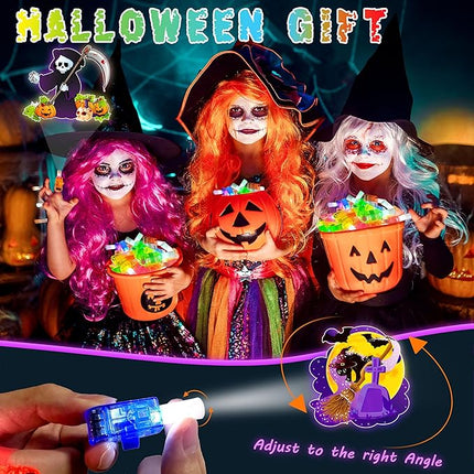 24PCS Halloween Theme Party Favors-LED Finger Lights：Glow-in-the-Dark Light-Up Toys Bulk for Kids Halloween Goodie Bag Fillers Basket Stuffers and Trick or Treat Non Candy Gifts, Classroom Prizes