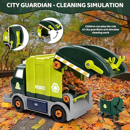 Trucks Take Apart Toys with Electric Drill, DIY Electric City Clean Truck Toy Set, Disassembly Garbage Truck Toys, Birthday Gifts for 3 4 5 6 7 8 Years Old Boys Girls