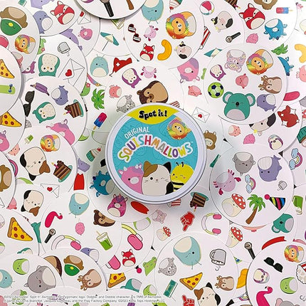 Spot It! Squishmallows | Fun Card Game for Kids and Adults | Featuring Mila The Elephant or Cailey The Pink Crab and More | Licensed Squishmallows Game