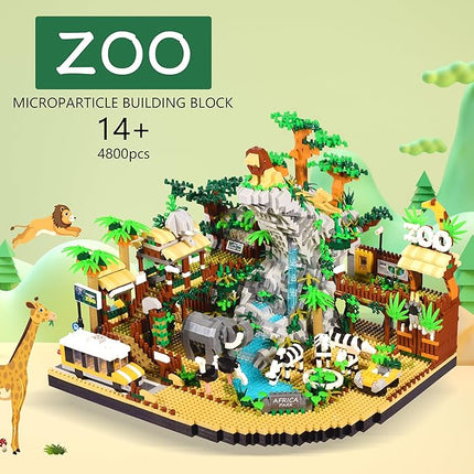 Zoo Architecture Micro Building Blocks Sets - 4800PCS, Animals Park Micro Bricks Modle Kit Present for Adults Ages of 14+