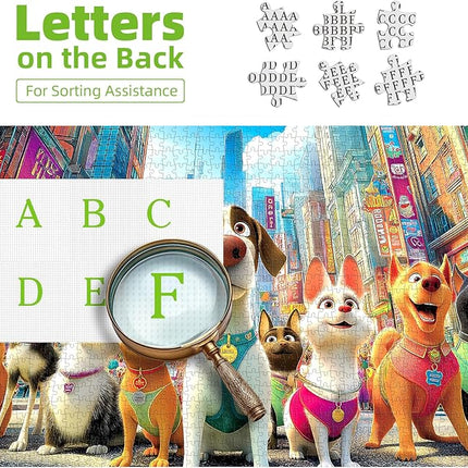 Blueforest 1000 Piece Jigsaw Puzzle for Adults, Cute Cartoon Dogs in City Street, Fun Unique Adult Puzzles for Relaxation & Family Activity 27.5x19.7 Inch