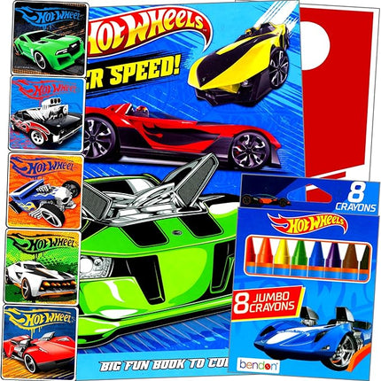 Hot Wheel Coloring and Activity Set - Includes Coloring Book, Stickers, Race Car Door Hanger, and More