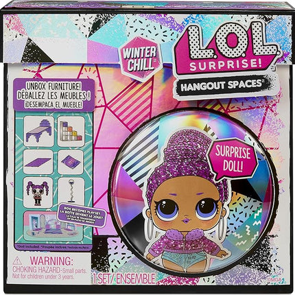 L.O.L. Surprise! Winter Chill Hangout Spaces Furniture Playset with Bling Queen Doll, 10+ Surprises with Accessories, for LOL Dollhouse Play - Toy for Kids, Gift for Girls Boys Ages 4 5 6 7+ Years Old