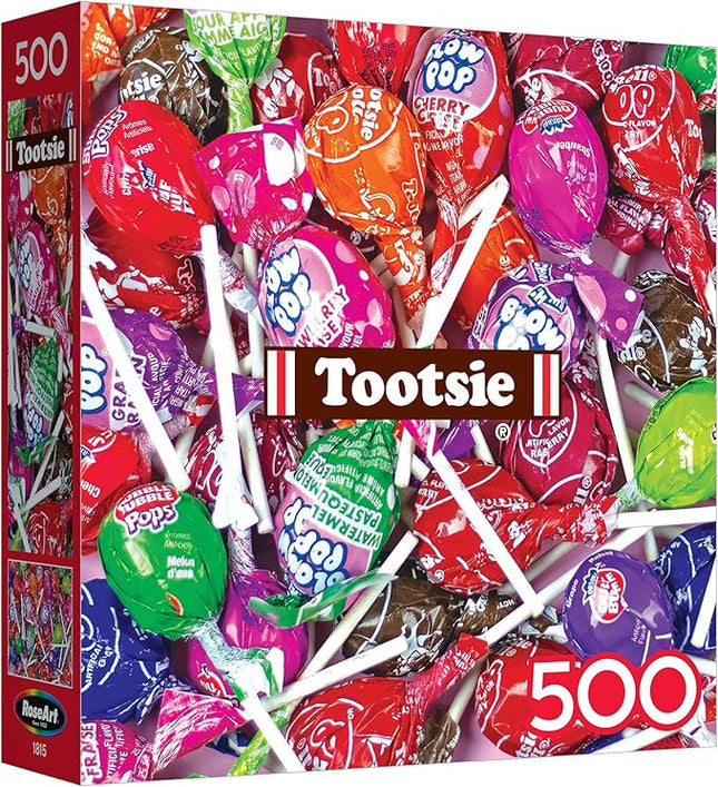 RoseArt - Snack Assortment- Blow Pop & Tootsie Roll Lollipop - 500 Piece Jigsaw Puzzle, Candy-Themed Puzzle for Adults