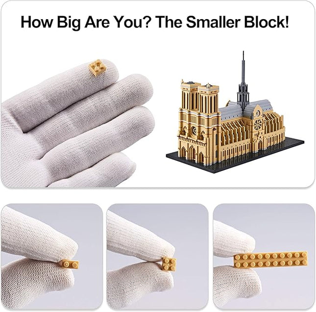Architecture Series Mini Bricks for Adults and Teens,France Notre Dame de Paris Mini Building Blocks Set,Micro Blocks Set,7380 PCS,Landmark Model