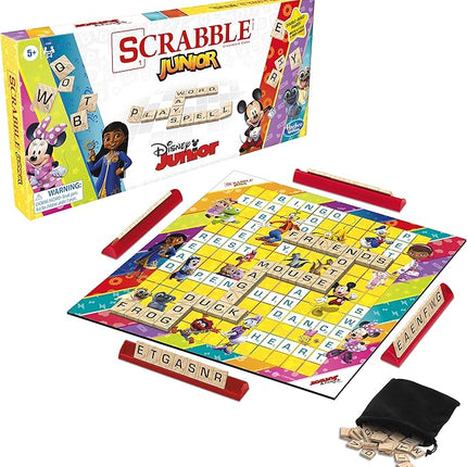 Hasbro Gaming Scrabble Junior: Disney Junior Edition Board Game for Kids | Double -Sided Game Board | Matching Word Game | Back to School Gifts | Ages 5+ (Amazon Exclusive)