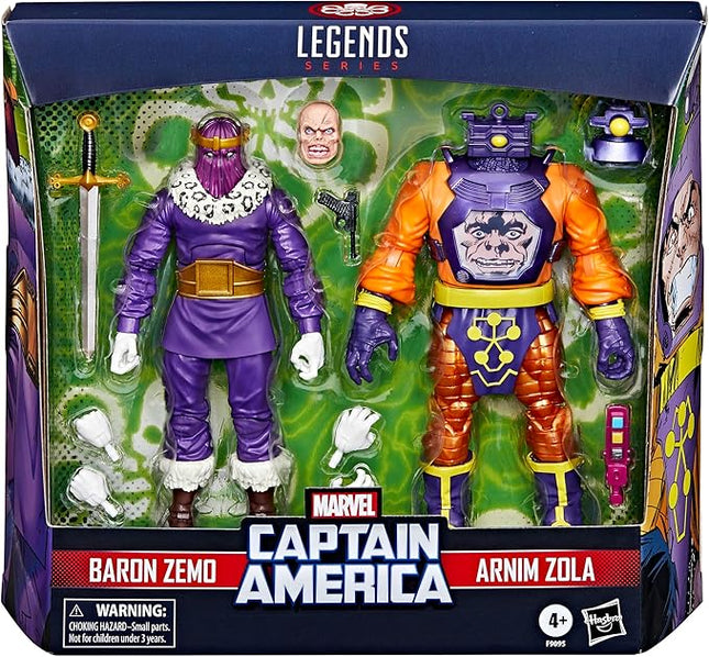 Marvel Legends Series Baron Zemo and Arnim Zola, Captain America Villains Comics Collectible 6-Inch Action Figures (Amazon Exclusive)