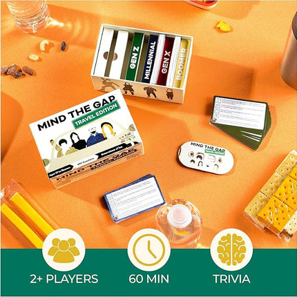 Spin Master Games, SolidRoots Mind The Gap Travel Edition, A Trivia Game for All Generations, Road Trip Fun on The Go, 2-12 Players, for Ages 10 & Up