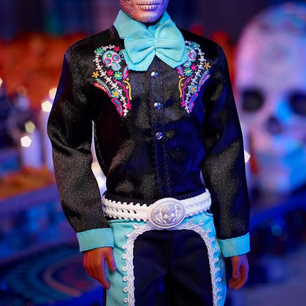 Barbie Signature Doll, 2024 Día De Muertos Ken Collectible in Black Suit with Sky Blue Accents, Hat and Belt Accessories