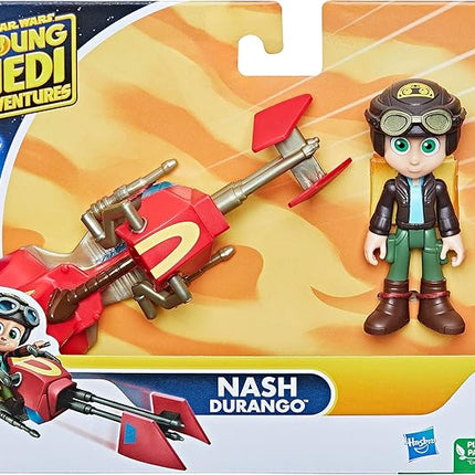 Star Wars: Young Jedi Adventures Nash Durango Figure & Speeder Bike, 4-Inch Scale Action Figures & Vehicles, Toys, Preschool Toys for 3 Year Old Boys & Girls